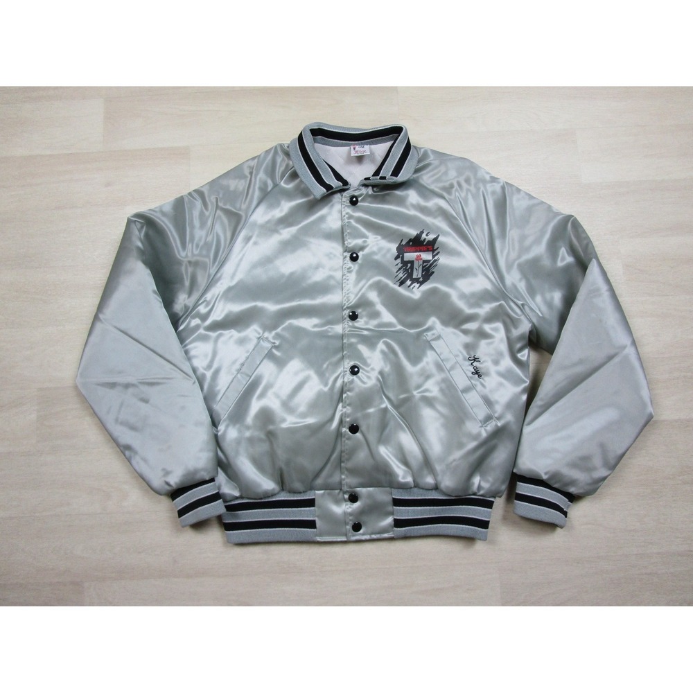 Vintage 70s/80s Aristo Jac Satin Bomber Jacket (M) Trippie's Rose Logo EUC‎ - Picture 2 of 13